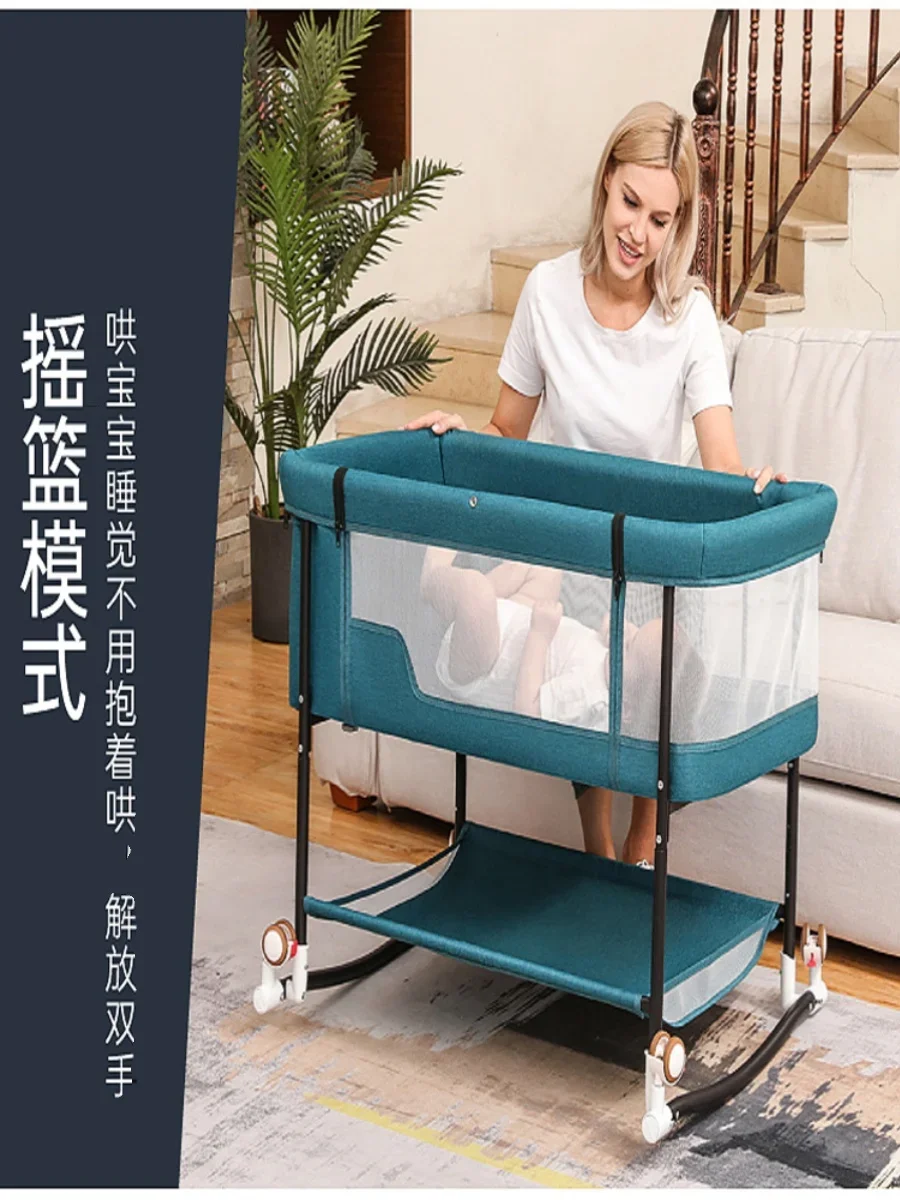 Multi Functional Baby Crib Portable Baby Crib for 0-3 Years Old BB Crib Adjustable Height Spliced Large Bed