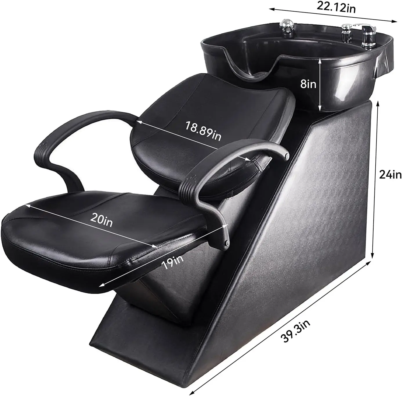 Shampoo Barber Backwash Chair, ABS Plastic Shampoo Bowl Sink Chair for Spa Beauty Salon (Black)