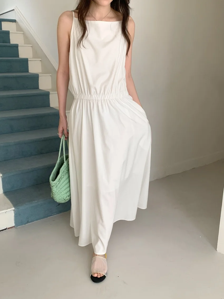 Alien Kitty Solid Slip Dress Women Summer Elegant Casual 2025 Vintage High Street OL Minimalist Daily Loose Maxi Vestidos