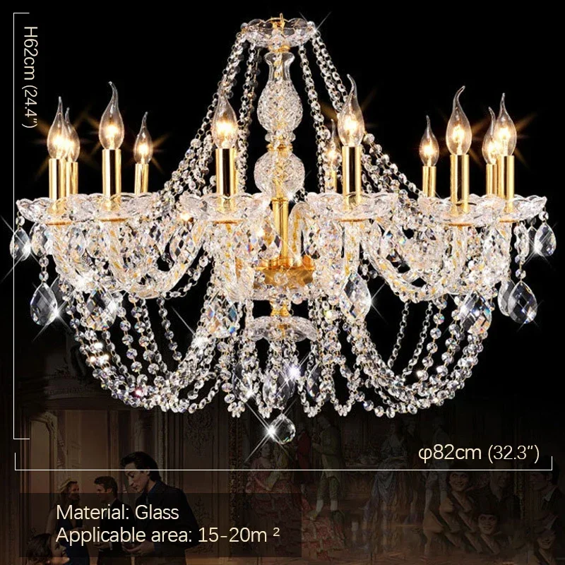 ASHER European Luxury Crystal Pendent Lamp Living Room Restaurant Bedroom Villa Hotel Clothing Store Beauty Salon Chandelier