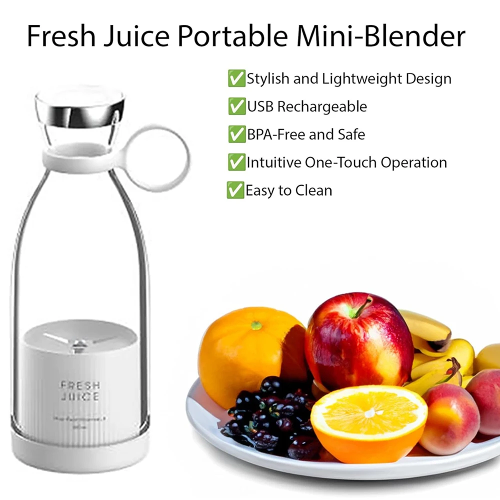 Portable Blender, USB Rechargeable Mini Juicer Blender, Personal Size Blender for Juices, Shakes and Smoothies, Best Gift