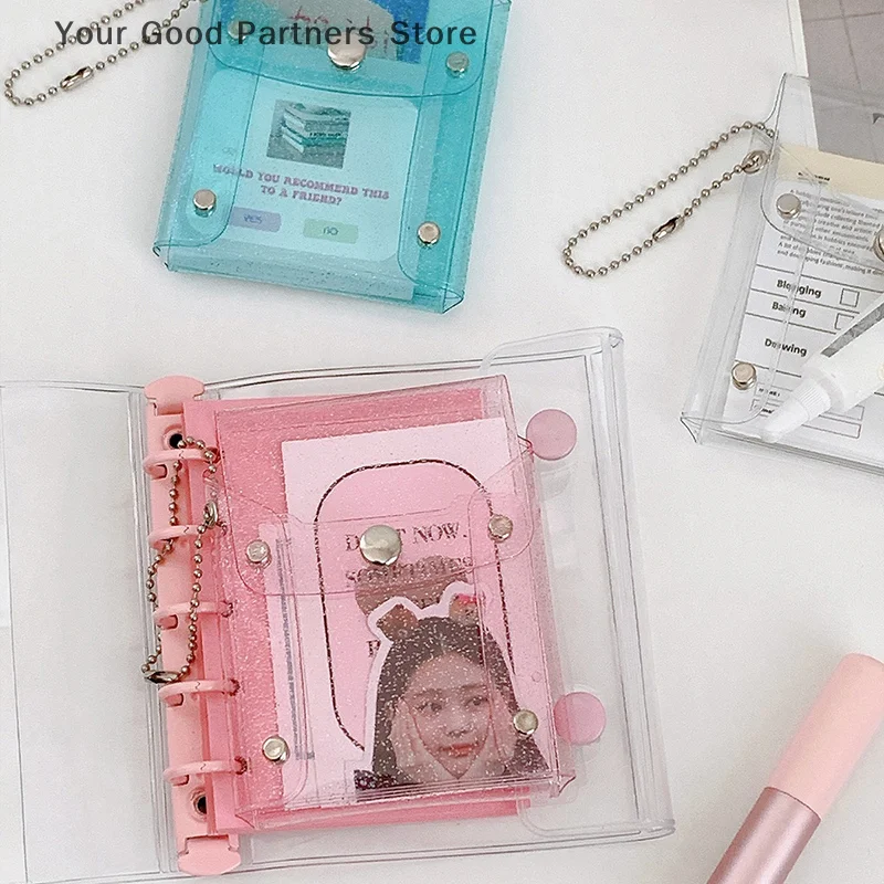 Étui porte-cartes à feuilles mobiles, sac de rangement Transparent en PVC, sac intérieur pour carnet de notes, pochette de couverture pour cartes, sac de rangement pour pièces de monnaie et rouge à lèvres
