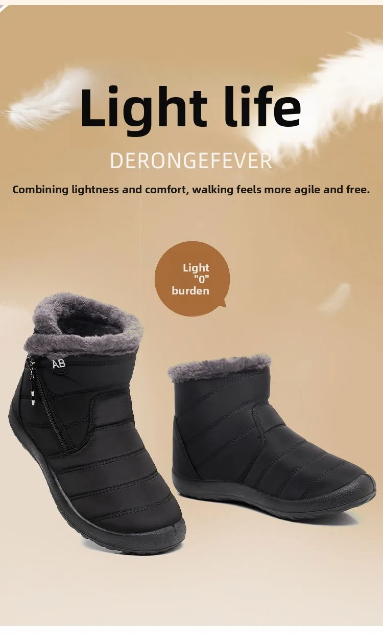 Damen Winter-Schneestiefel mit warmem Kunstfellfutter, seitlichem Reißverschluss, wasserdicht, rutschfest, bequeme Knöchelstiefel für ältere Damen. – Detail 5