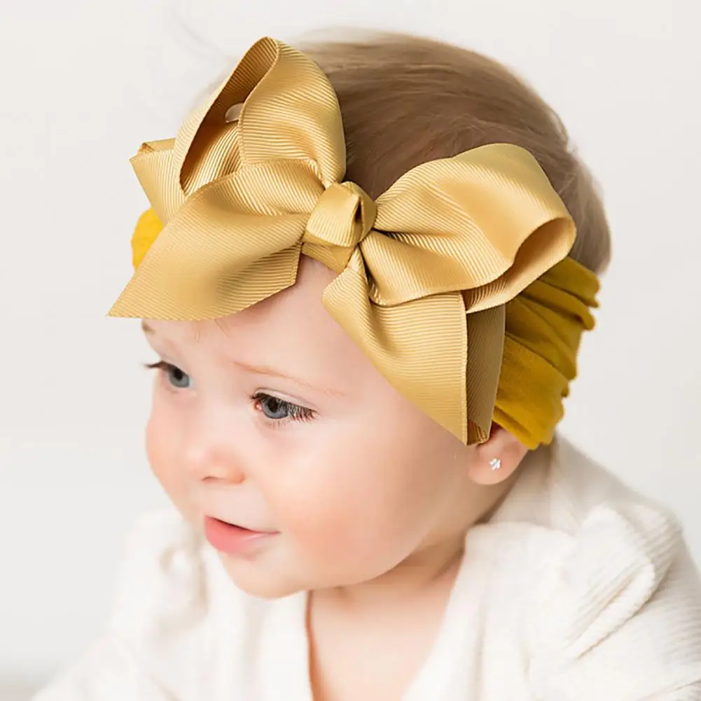 Baby Headband Bowknot Broadside Decorative Newborn Girls Boys Elastic Hair Band Headdress Accessories