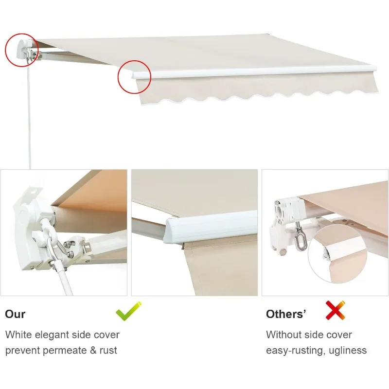 Patio Awning Retractable Fully Assembled Manual Commercial Grade