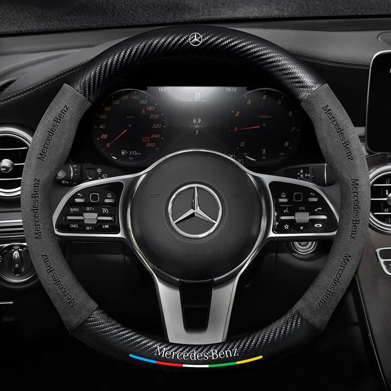 

Car Anti-slip Leather Carbon Fiber Steering Wheel Cover For Mercedes Benz W203 W204 W205 W206 W176 W177 W212 W213 X156 X253 W117