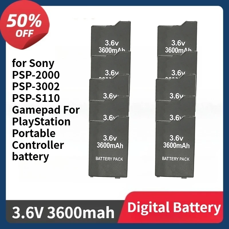 

Replacement Battery for Sony PSP-2000 PSP-3002 PSP-S110 Gamepad for PlayStation Portable Controller 10Pcs 2400mAh 3600mah 3.6V