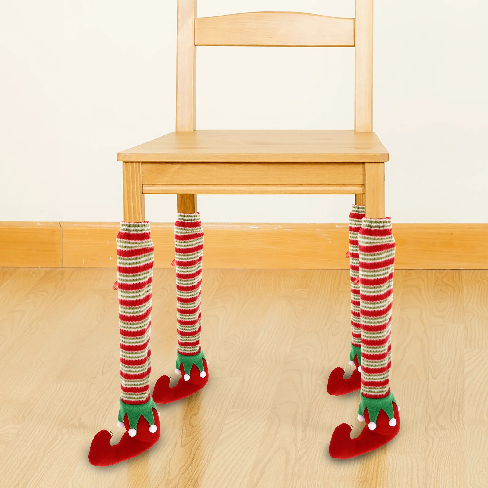 

4Pcs Holiday Chair Caps Christmas Cartoon Pattern Soft Fabric Leg Socks for Dining Tables Decorative Protection