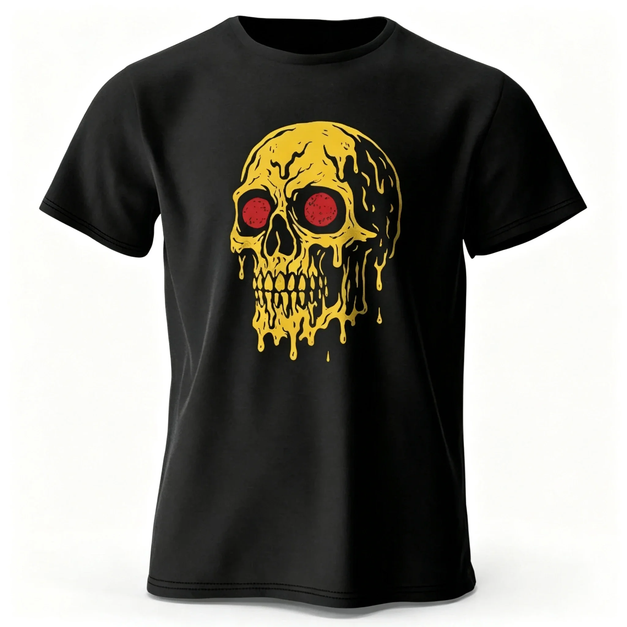 2026 Vintage Dripping Skull Graphic T-Shirt Kids Adults Retro Dark Art Crew Neck Short Sleeve Casual Street Tee