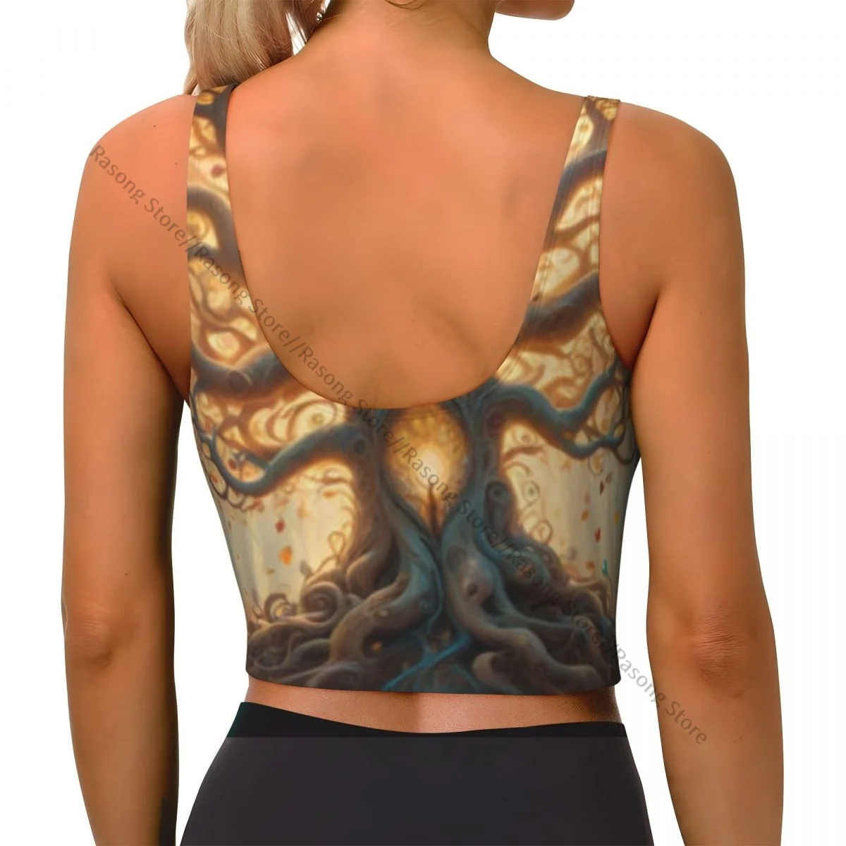 Women Sexy Sports Vest Fantasy Tree In Autumn Forest With Trees And Leaves Female Streetwear Sport Lingerie Tee Crop Top