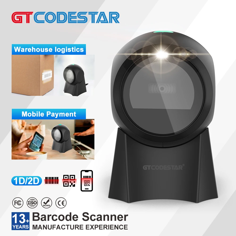 

GTCODESTAR Настольный 1D 2D сканер штрих-кода для супермаркета GT-8800G Автоматическое сканирование Сканер Qr-кода