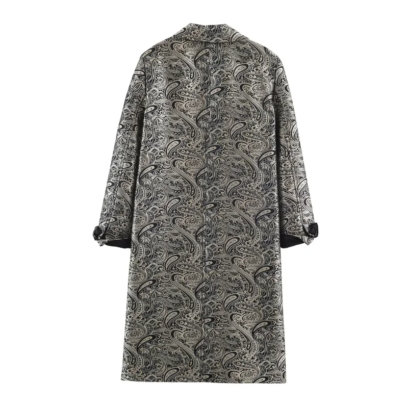 2026 Winter Damen Vintage Jacquard-Mantel Langarm Doppelreihiger Langer Mantel Elegante Lässige Oberbekleidung für Damen – Detail 4