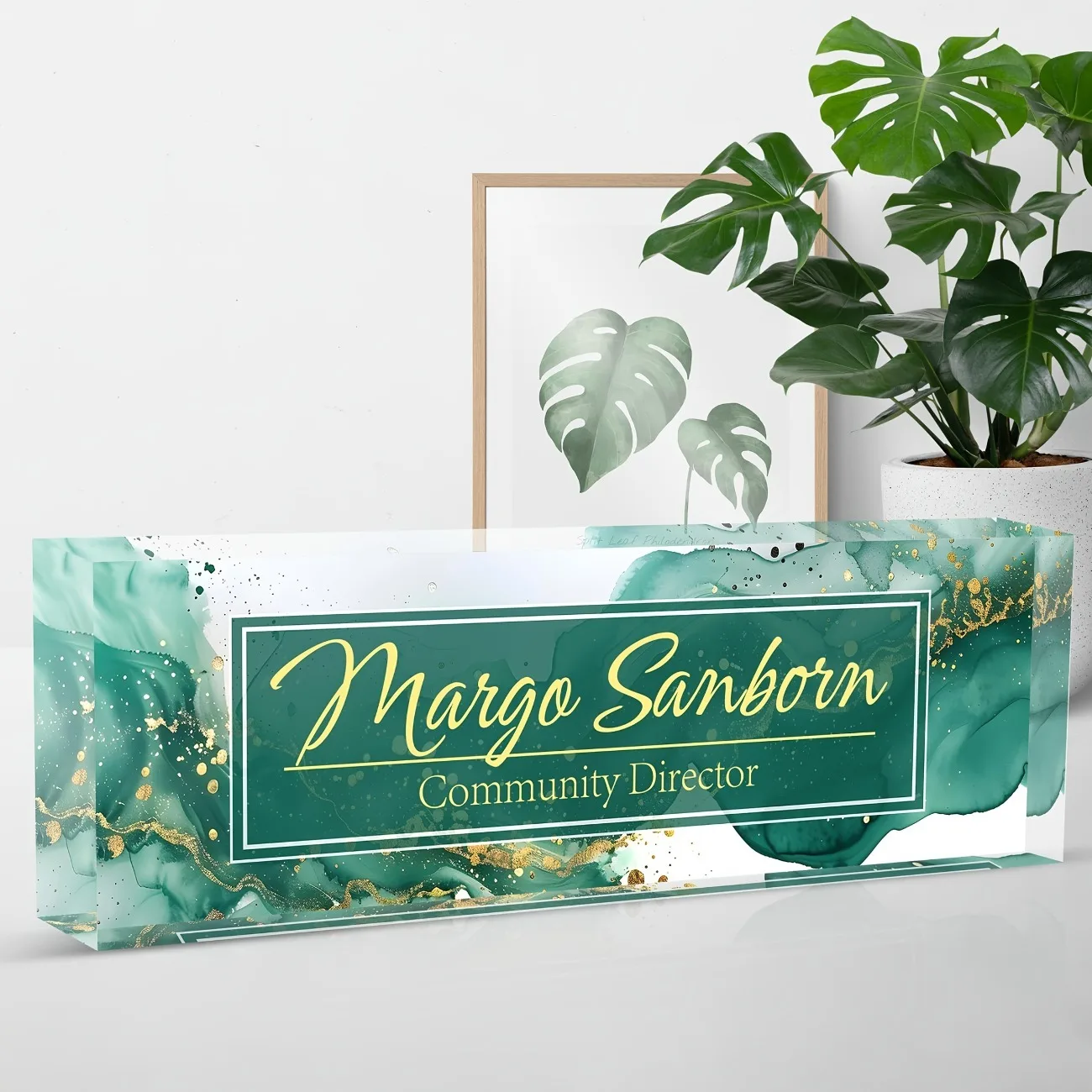 Custom Acrylic Desk Name Plate Durable Transparent Acrylic Office Desk Decor (Only Decoration)