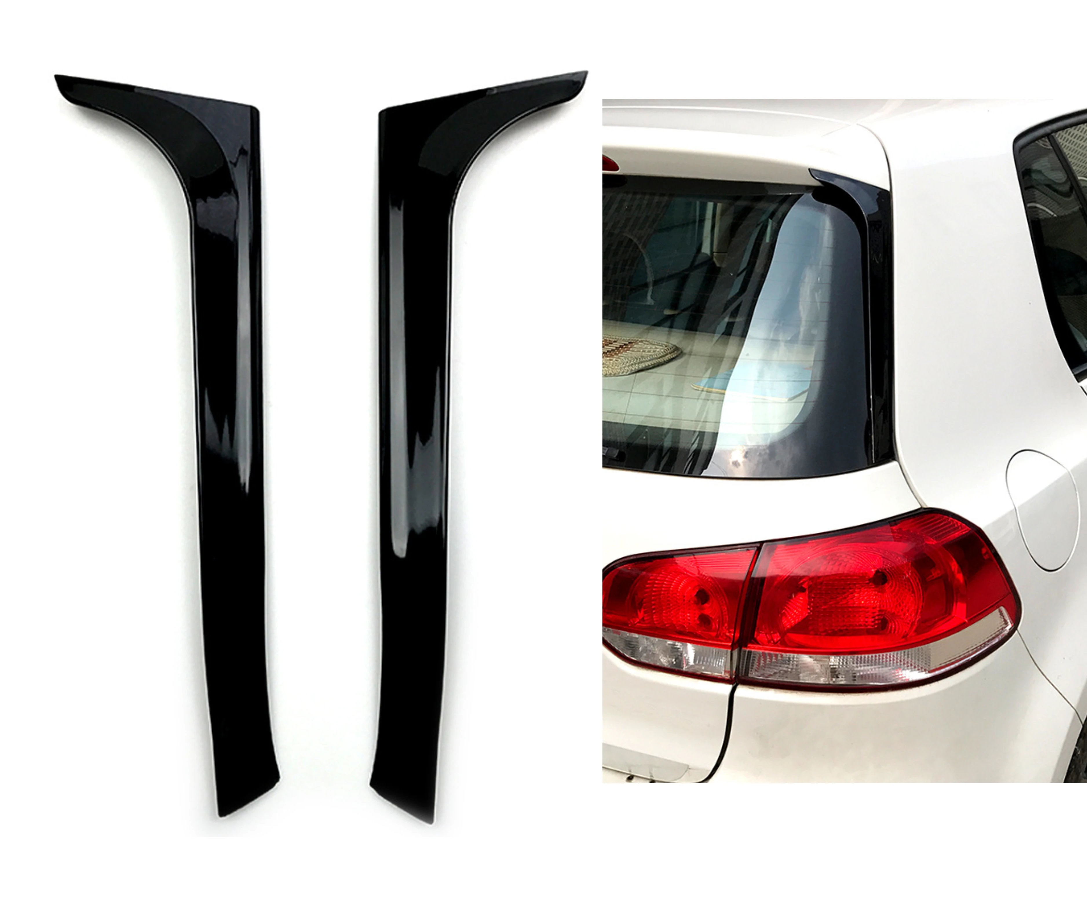 

For VW Golf 6 MK6 2008-2013 Rear Window Side Trunk Spoiler Canard Canards Splitter Accessories Glossy Black ABS