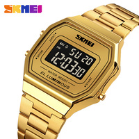 SKMEI Casual Digital Watch For Men Women Simple Stainless Steel Strap Waterproof Wristwatch Alarm Electronics Watch reloj hombre