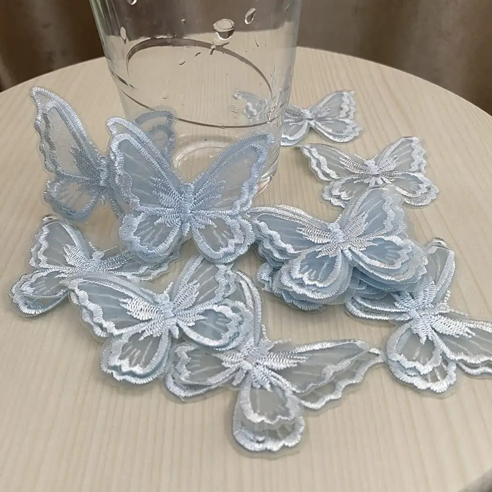 

12pcs，Butterfly lace, organza butterfly patch DIY craft butterfly decorative applique patch