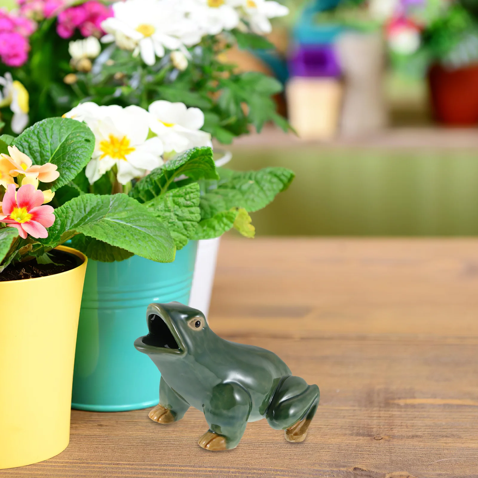 

Ceramic Frog Ornament Realistic Big Mouth Design Water Circulating Garden Decor for Fish Tank Bonsai Landscape Outdoor Indoor