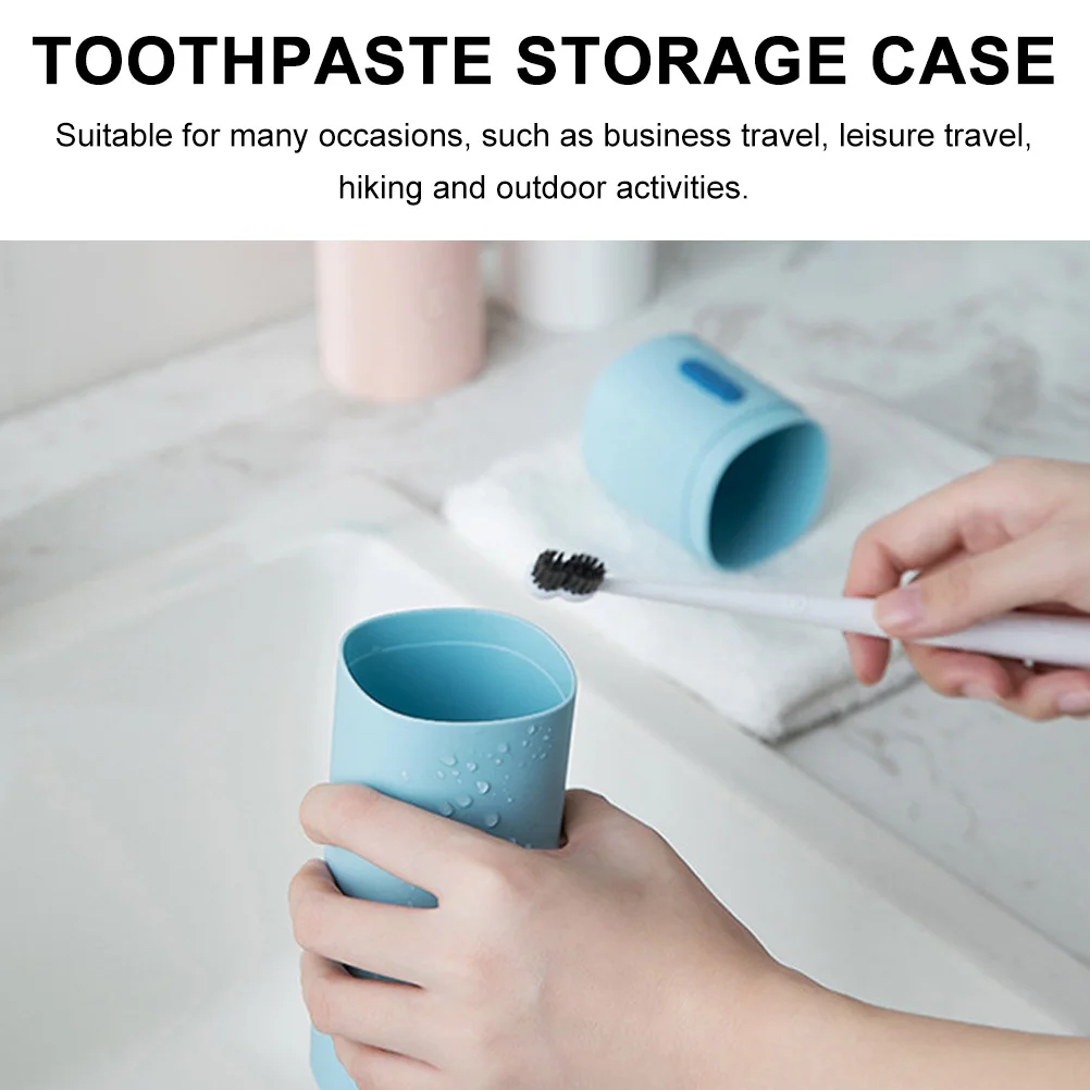 

Portable Toothbrush Holder Toothpaste Storage Case Blue Travel Compact Sturdy Prevent Deformation Suitable Business Leisure