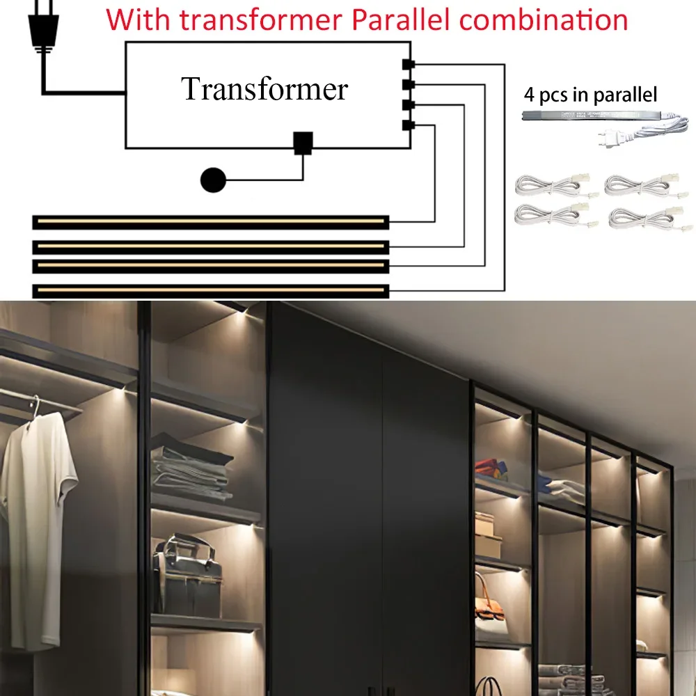 Under Cabinet Light Surface mounted Ultra-thin 45 Degree Aluminum Profile Kitchen Wardrobe Lighting LED Channel Bar Strip Lights