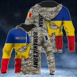 Custom Name Romania Camouflage Hoodies For Male Loose Men's Fashion Sweatshirts Boy Casual Clothing Oversized Streetwear