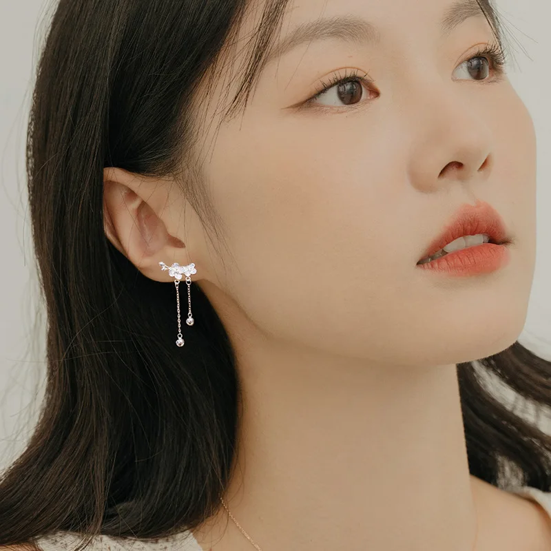 100% 925 Sterling Silver Flower Earring for Women Girl Fashion Plum Blossom Geometric Design Jewelry Party Gift Dropshipping