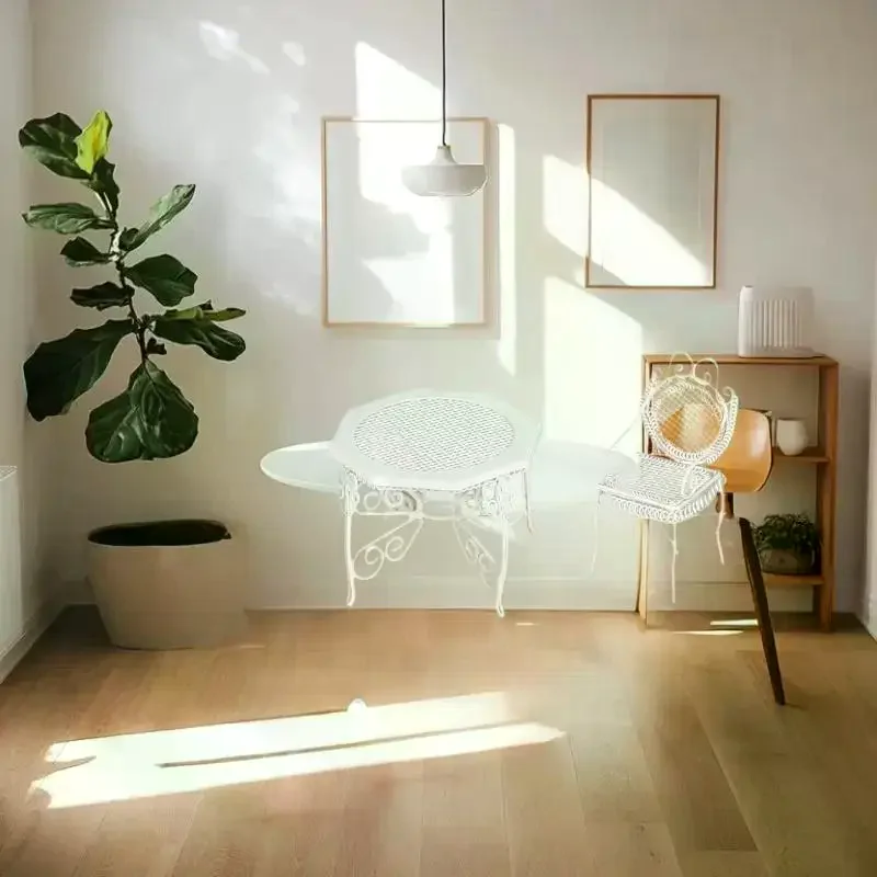 Mini jouet de simulation pour enfants, ensemble de Table et chaises octogonales miniatures en fer pour maison de poupée 1/12, 3 pièces