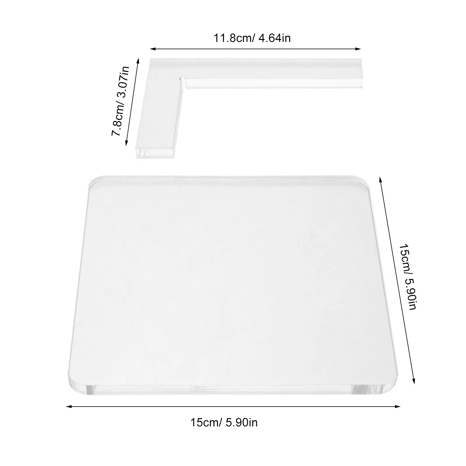 2Pcs Clear Acrylic Stamp Pad L Shaped and Square Positioning Tool for Scrapbooking Card Making Acrylic Stamp Block Transparent