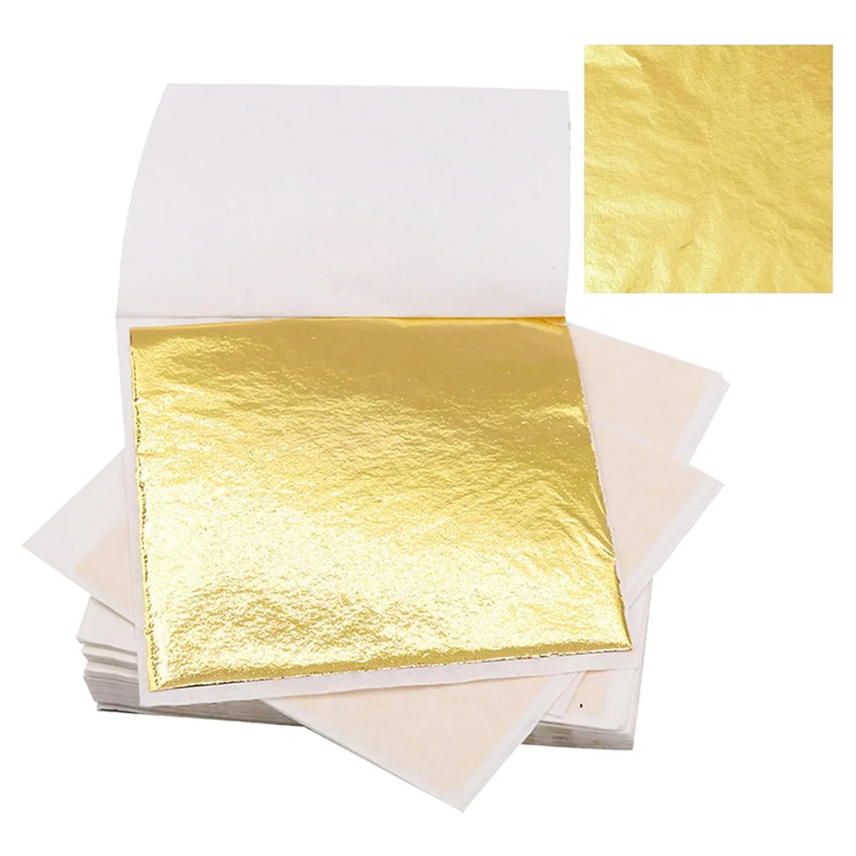 200 PCS Gold Sheets Gold Foil for Art Gilding Flakes Multipurpose Gold Leaves Flakes Gold Flakes 8.5 X 8 cm