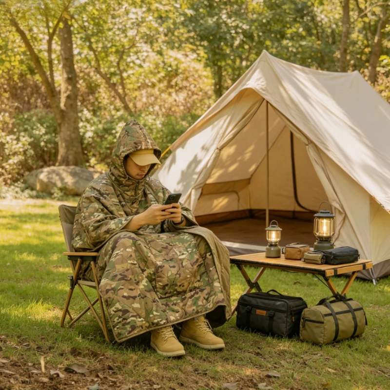 Camo Wearable Sleeping Bag Poncho Warm Portable Camping Hiking Emergency Sleep Sack 캠핑 침낭