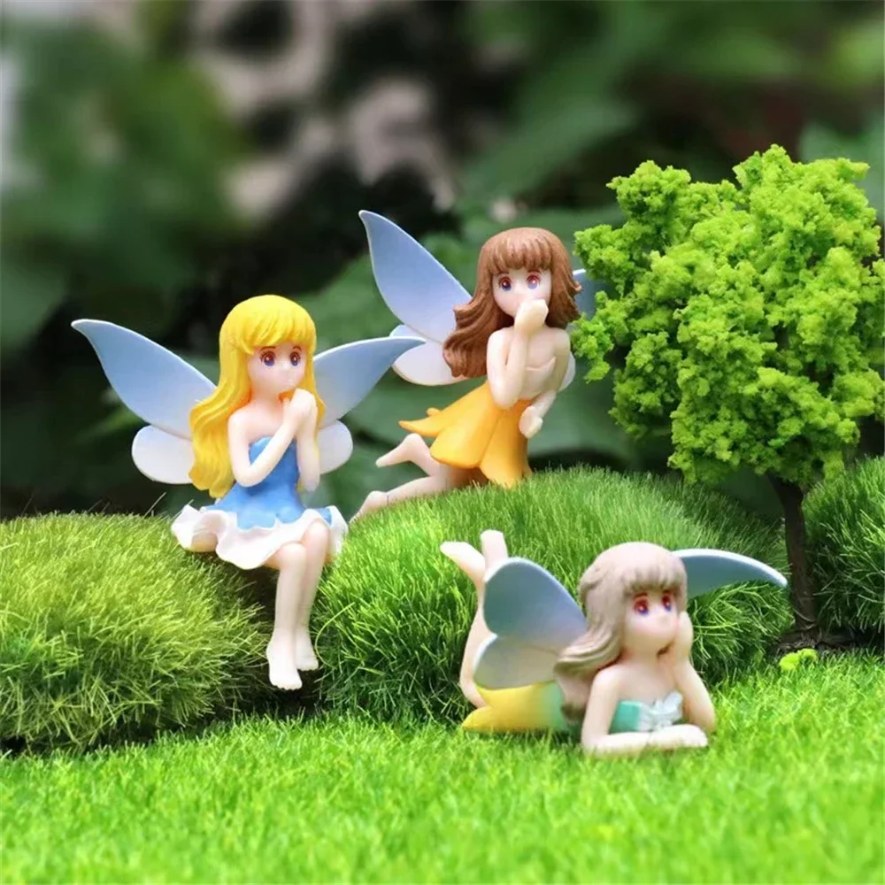 Cartoon Wing Girl Angel Figure Fairy Garden Miniature Cake Decor Sculptures & Figurines Flower Girls Angels Statue Decoration