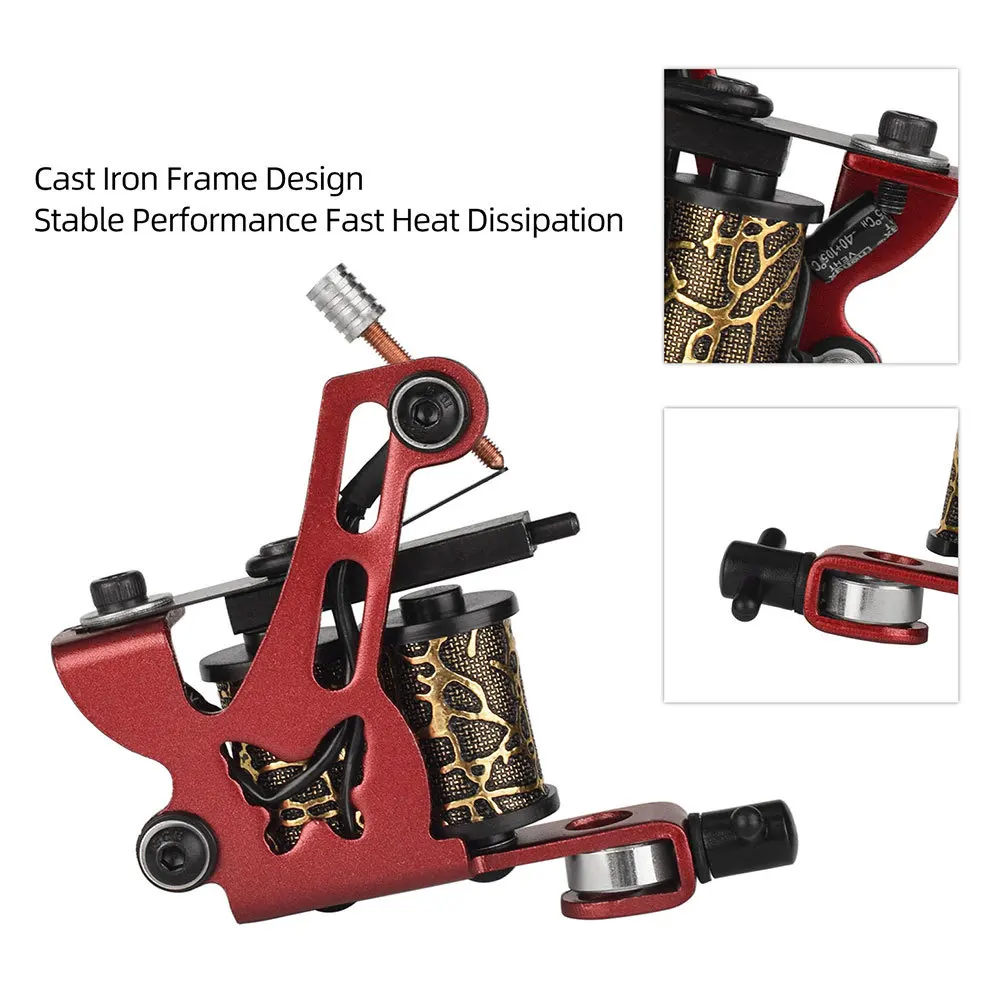 

Железная машина для татуировки, машина для татуировки с катушкой, 10 катушек, легкое, компактное, плавное оборудование для татуировки для начинающих