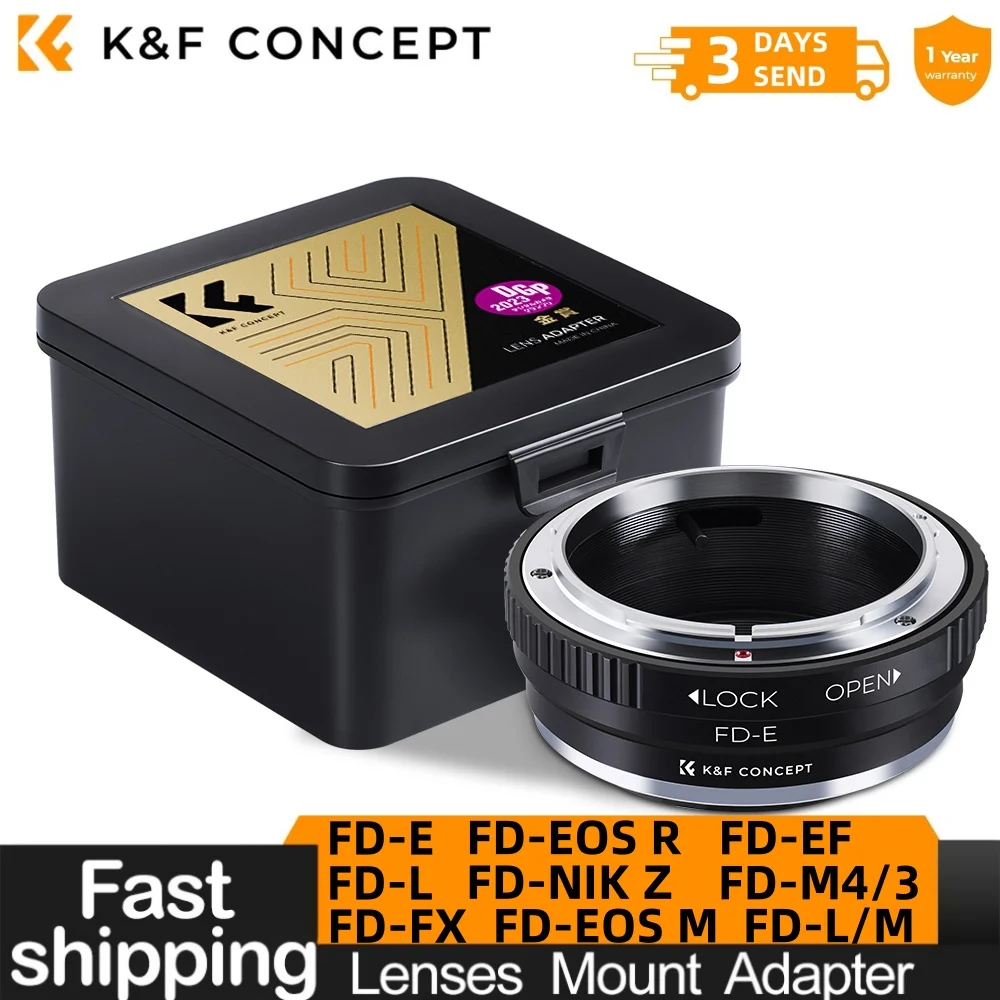K&F CONCEPT Lens Mount Adapter for Canon FD FL Lens to Sony E NEX Canon EF EOS R EOS M Nikon Z Fujifilm X Leica L/M M4/3 Cameras