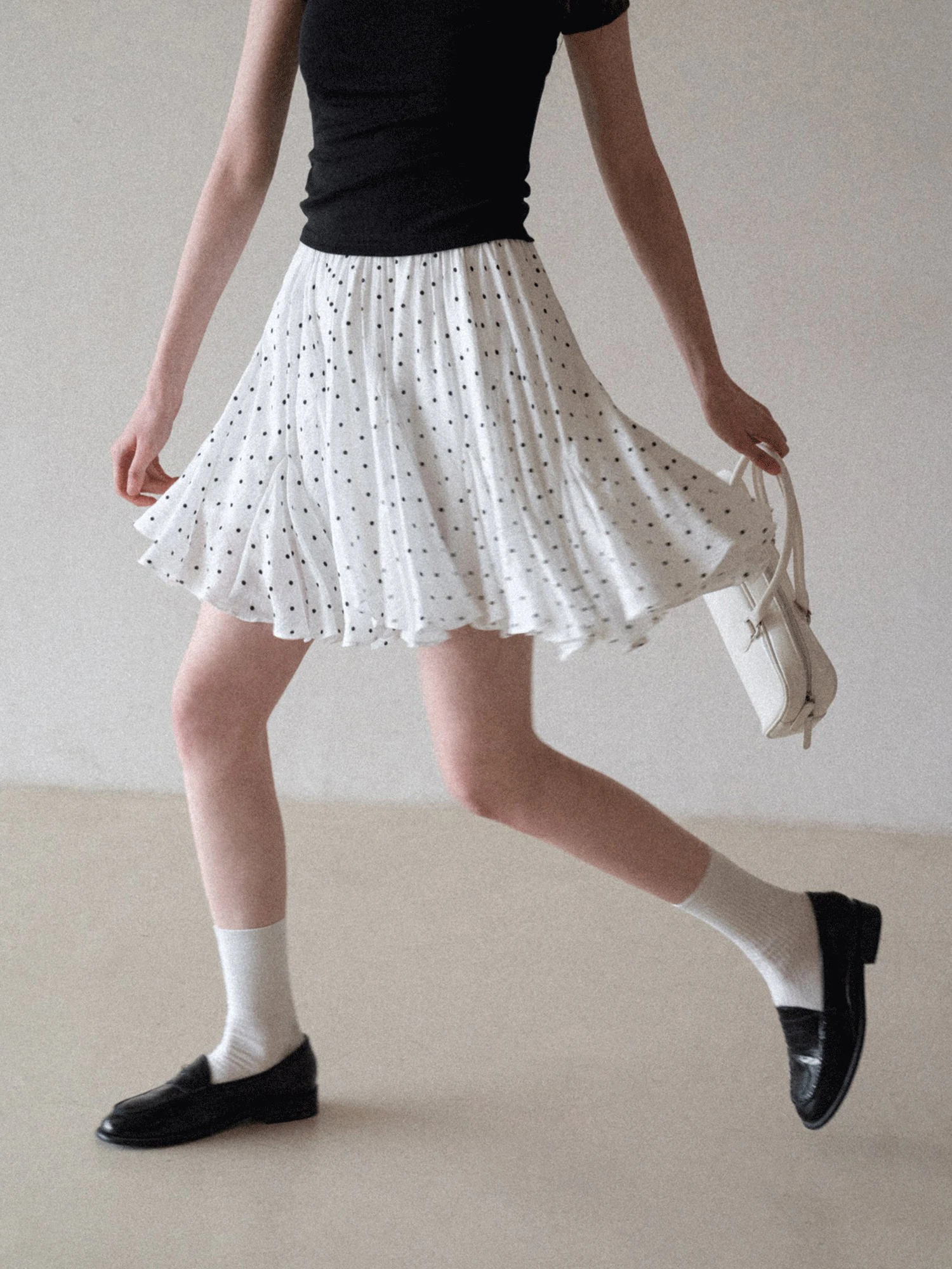 

High Waist A-Line Skirt Women's Summer New Polka Dot Contrast Color Half Body Skirt Gathered Puffy Short Skirt