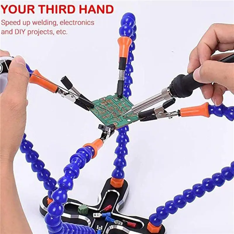 A53Q-3X Diy Soldering Third Hand 12Pc Flexible Arms Welding Helping Stand Repair Holder Tool Multifunctional Metal Base