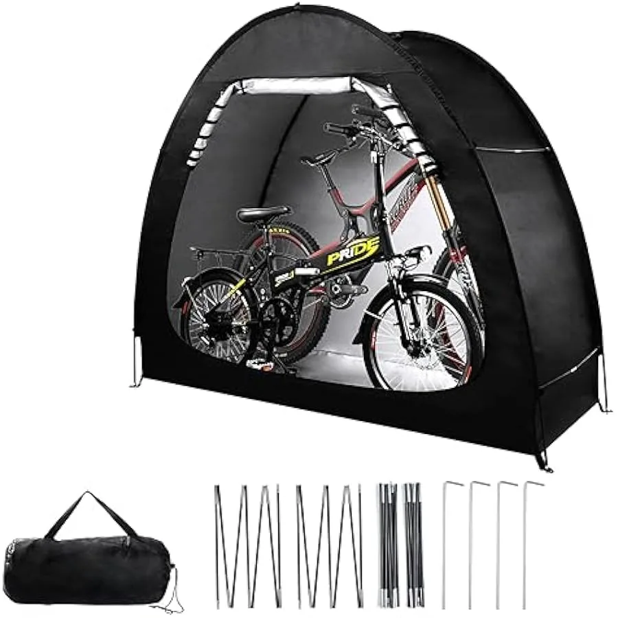 

Outdoor Bike Storage Shed Tent Portable Bicycle Motorcycle Storage Shed with Spare Pole and Rain strip for 2 Bikes PU4000 Water