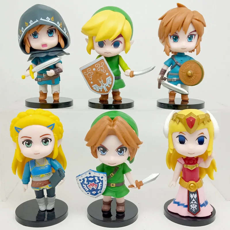 Novo 6 pçs lenda de zelda link zelda personagem figura decoração modelo ornamento boneca menino presente de aniversário presente de natal