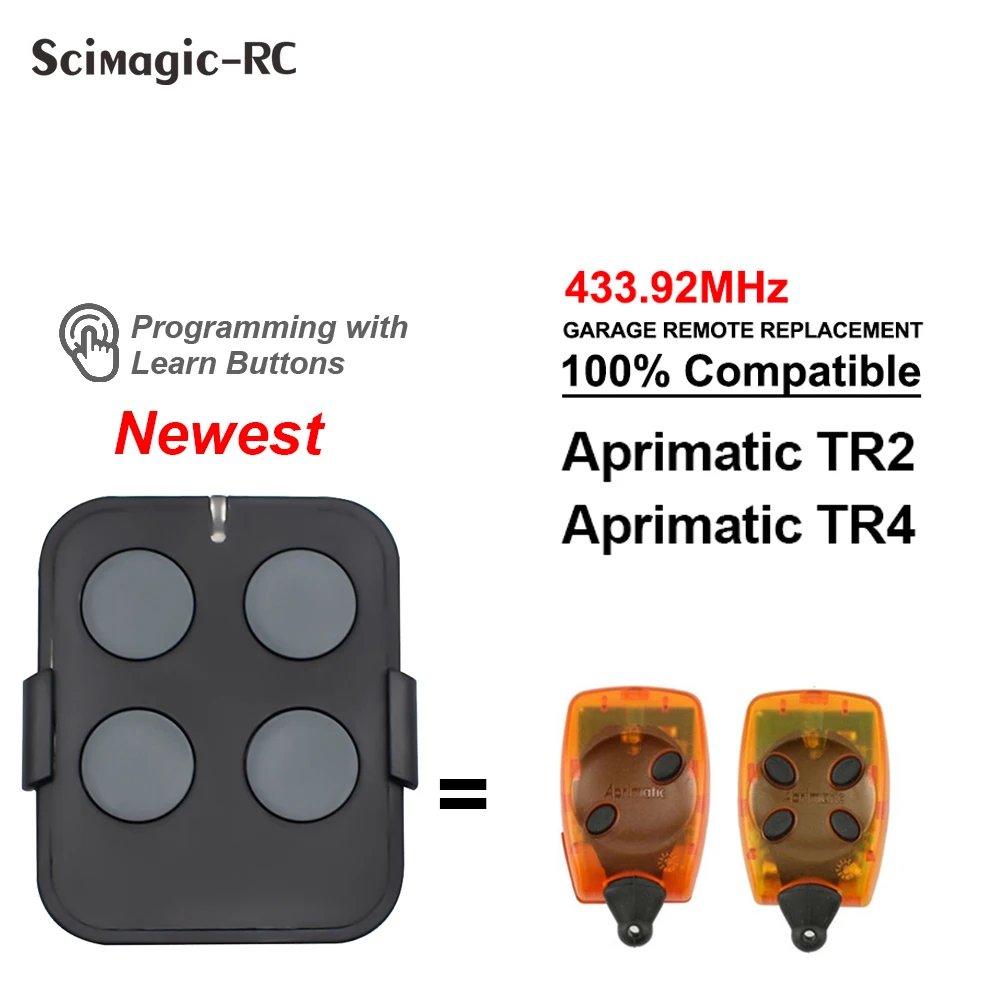 

APRIMATIC Garage Door Remote Control Compatible Rolling Code APRIMATIC TR2 TR4 433.92mhz Transmitter Gate Opener Controller