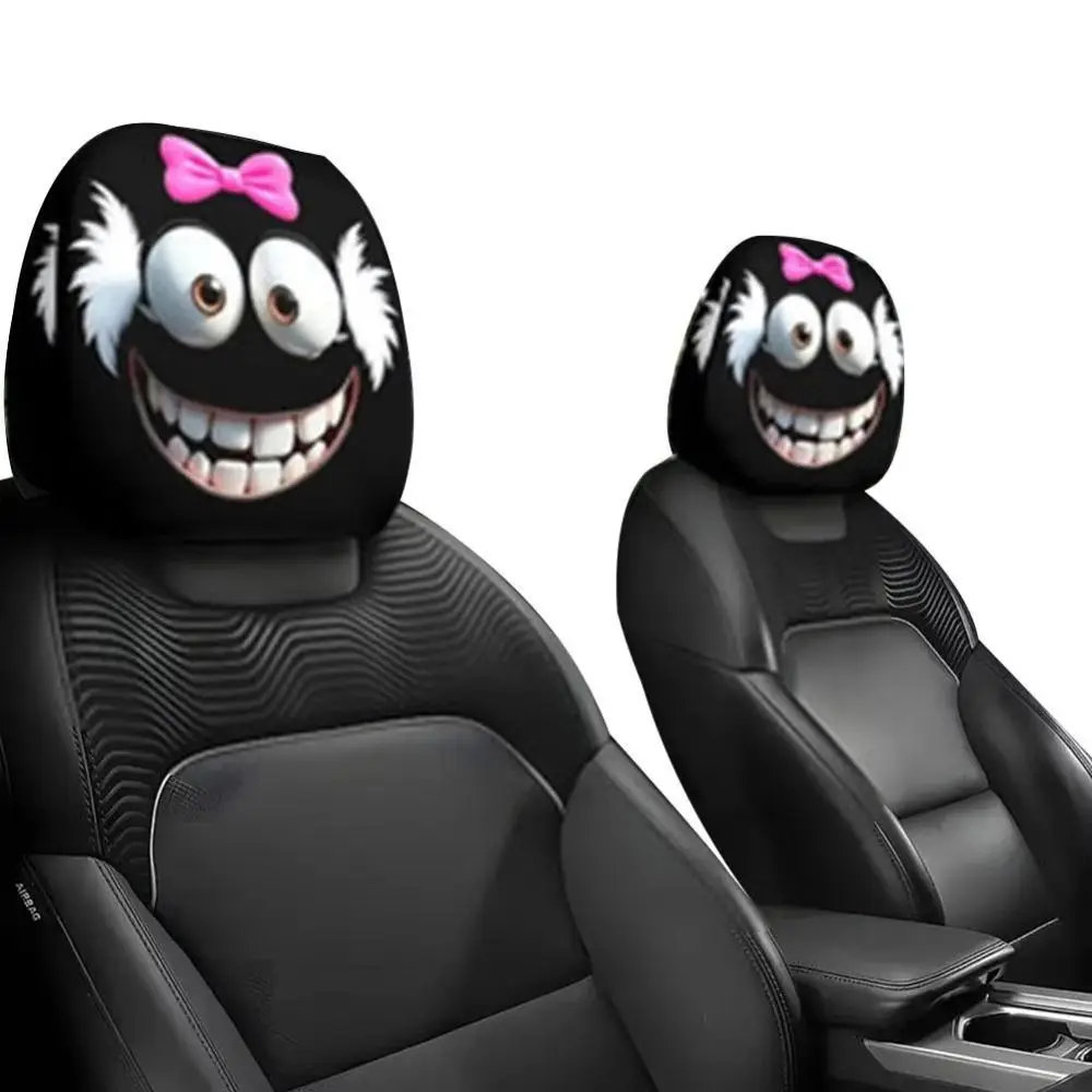 

2Pcs Universal Car Seat Cover Breathable Santa Claus Car Headrest Cover Elastic Dust-proof Car Seat Headrest