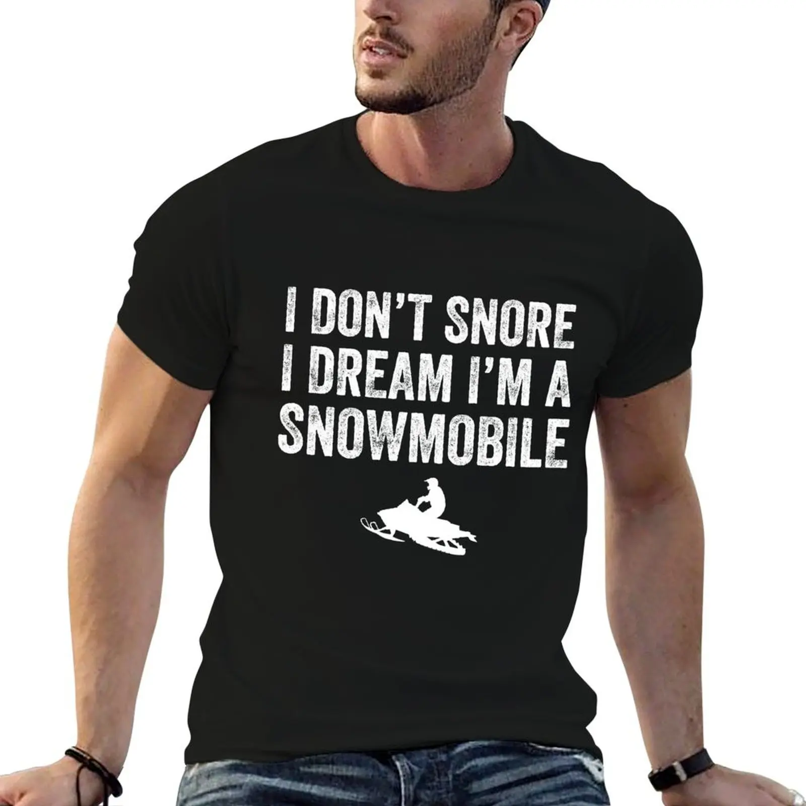 

I don't snore I dream I'm a snowmobile T-Shirt boys whites street wear graphic shirts summer tops Men's t shirts