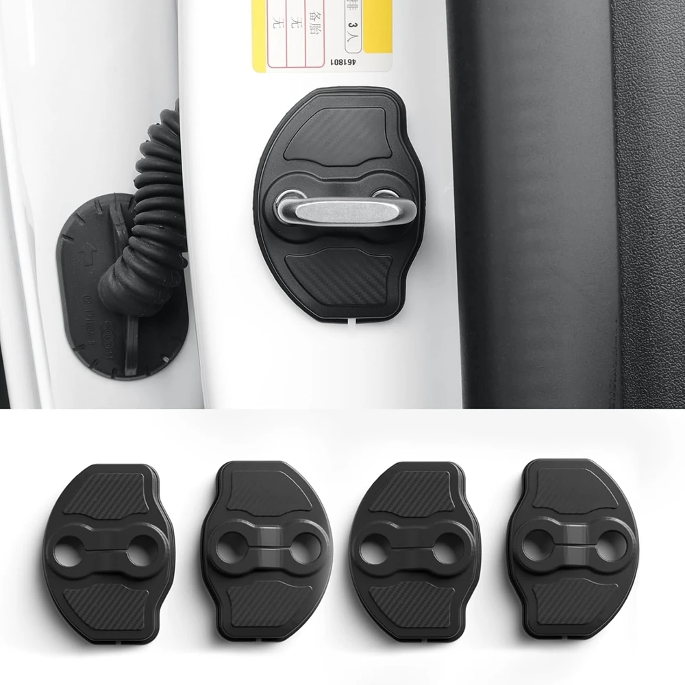 

For 2026 2025 Tesla Model Y Juniper Model 3 Door Lock Cover Protector Carbon Edition Door Lock Latches Stopper Cover Entry Guard
