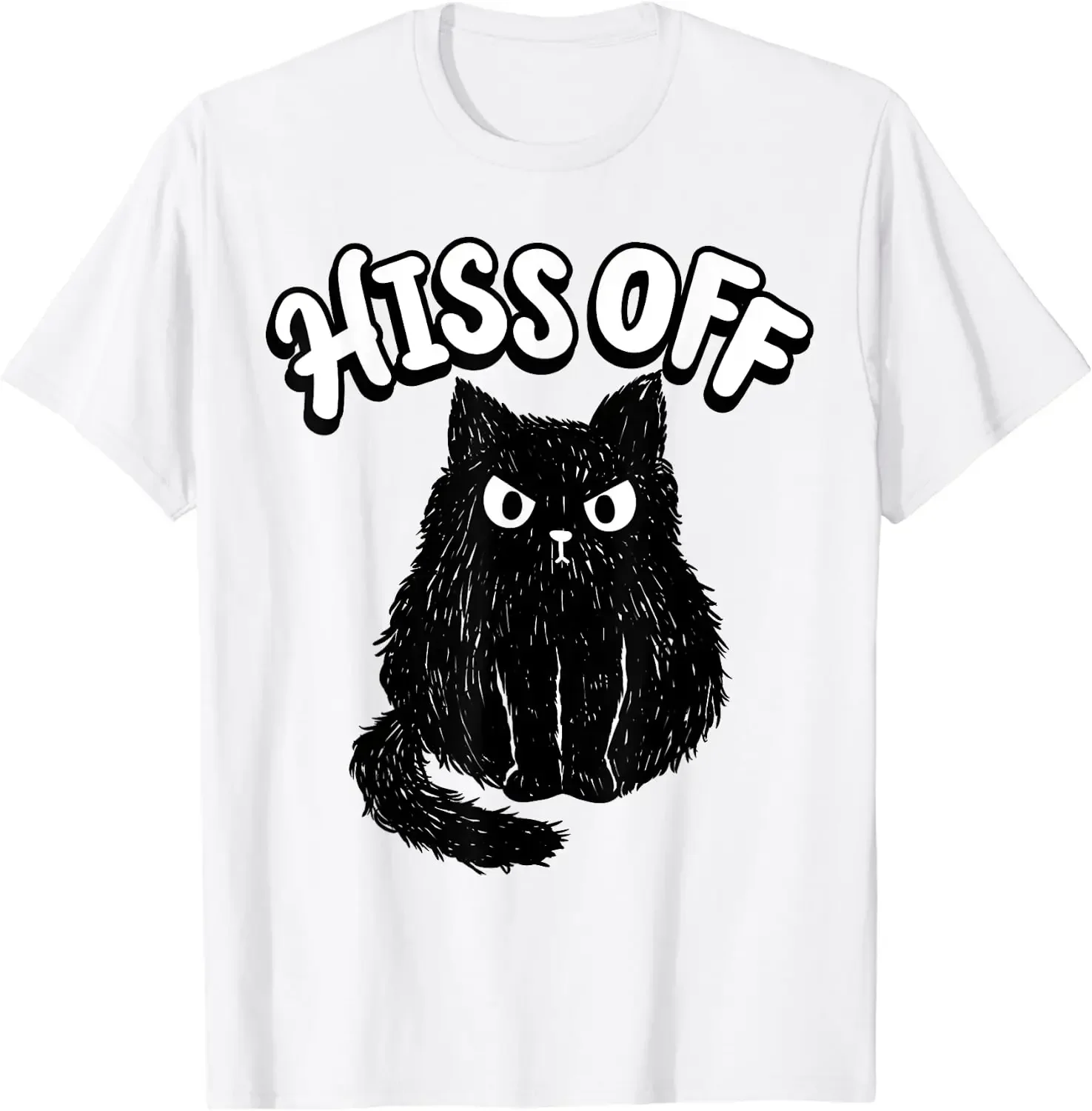 Casual Cotton Four Seasons Tees Daily Hiss Off Grumpy Animal Lover Cute Kitten Cat Pet Owner T-Shirt 1981Shirt Graphic T Shirts