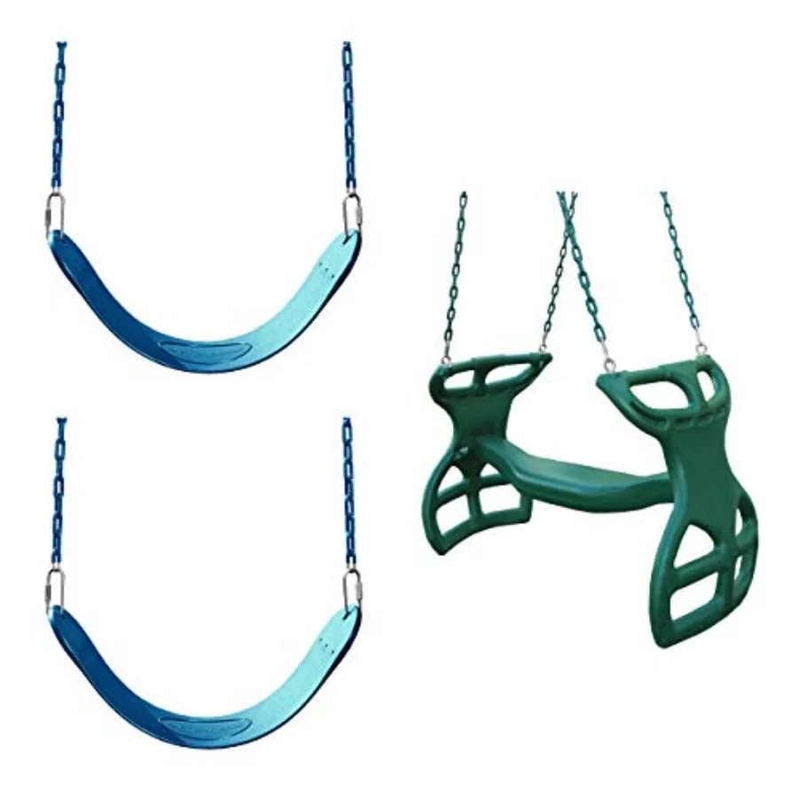 

Комплект синих качелей и планера включает 2 сиденья для качелей с синим поясом и зеленый двойной планер для качелей, игровые наборы и т. д.