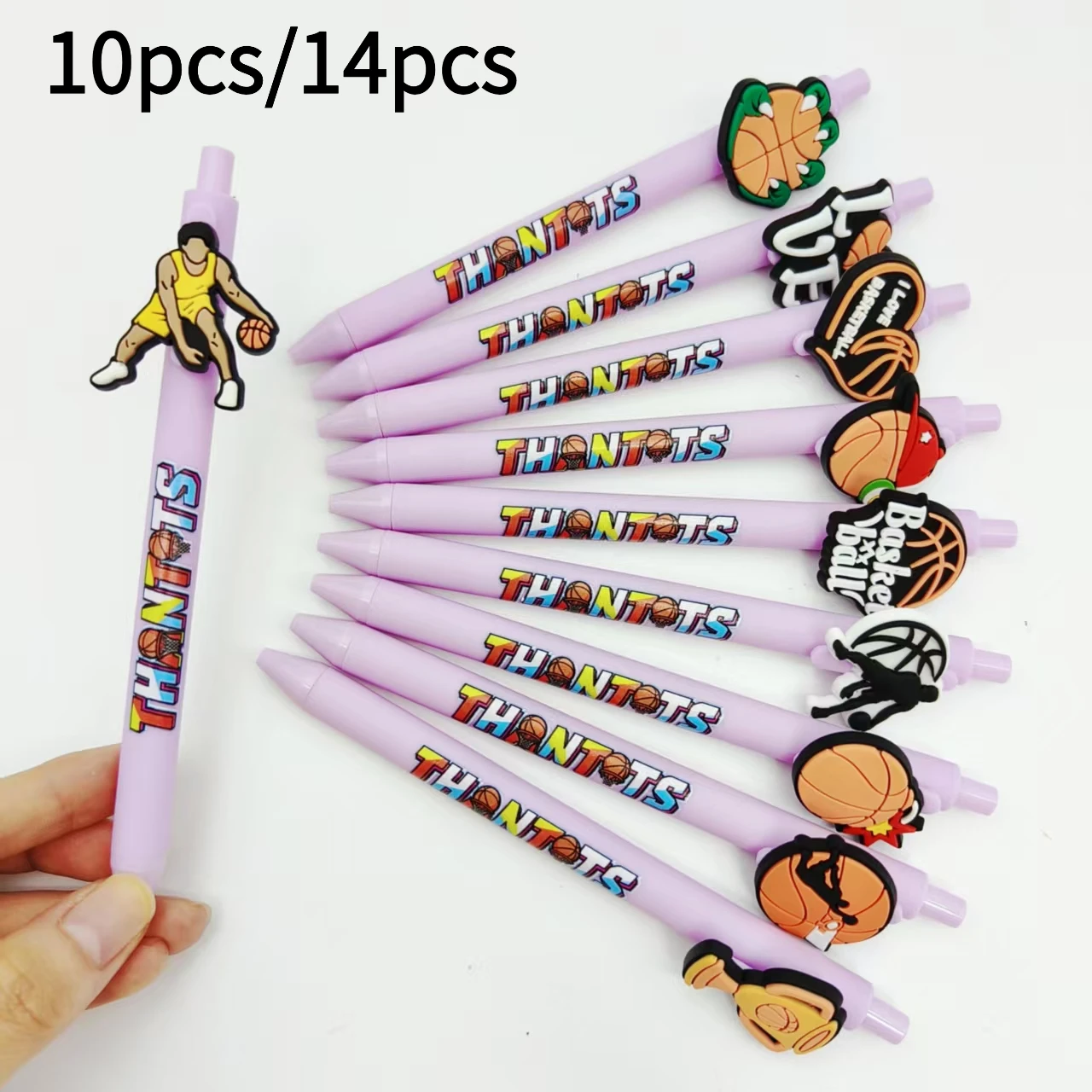 

10 шт./14 шт., баскетбольный узор, пастер, светло-фиолетовая баскетбольная гелевая ручка с принтом, подарочная ручка