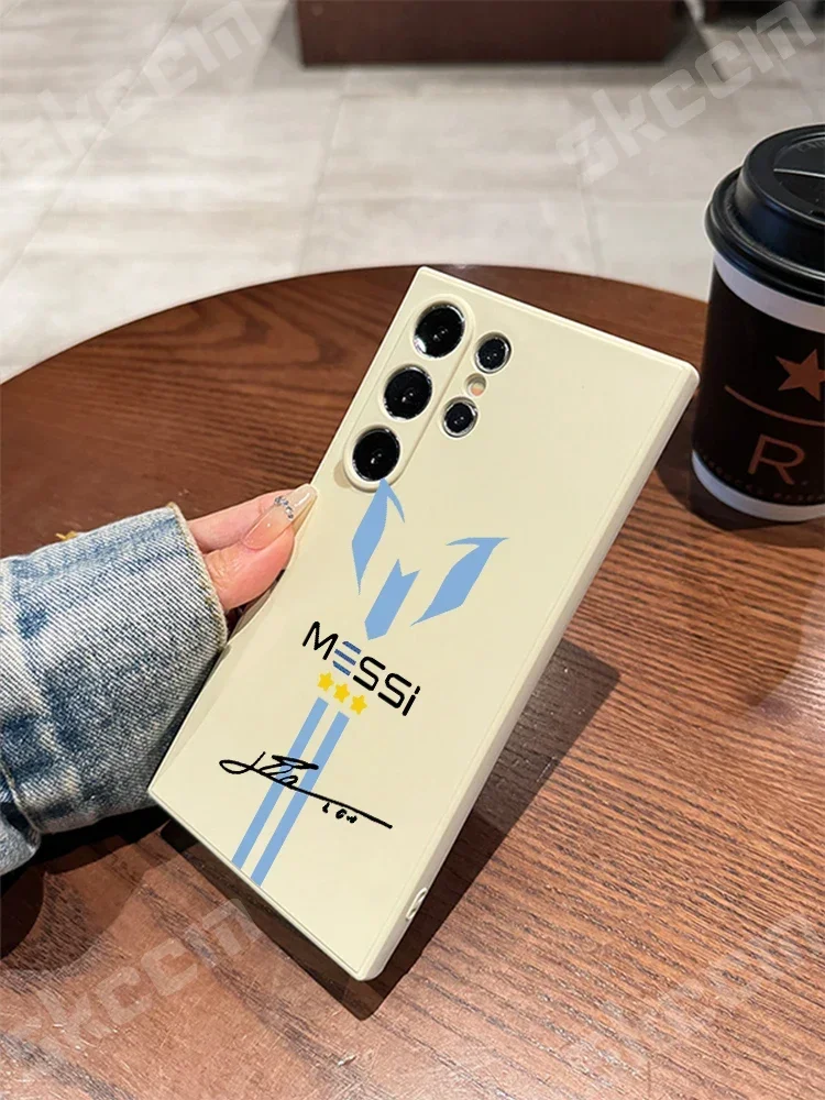 ميسي كرة القدم قضية الهاتف لسامسونج غالاكسي S23 الترا S24 زائد S22 S20 FE A15 A35 A50 A51 A54 A55 A71 A72 A73 غطاء
