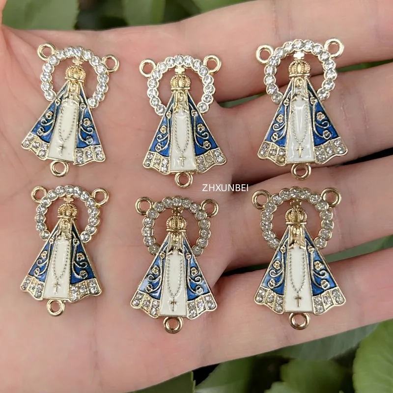 6pcs Our Lady Of Aparecida Patroness Of Brazil Catholic Medals Nossa Senhora Centerpiece for Rosary DIY Jewelry Accessories