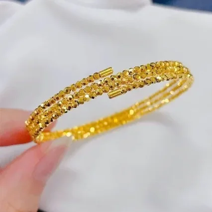 

Fashion New AU999 Gold Bracelet for Women Three-circle Disco Bead Memory Bracelet 24K Pure Gold Bracelet for Girlfriend Gift