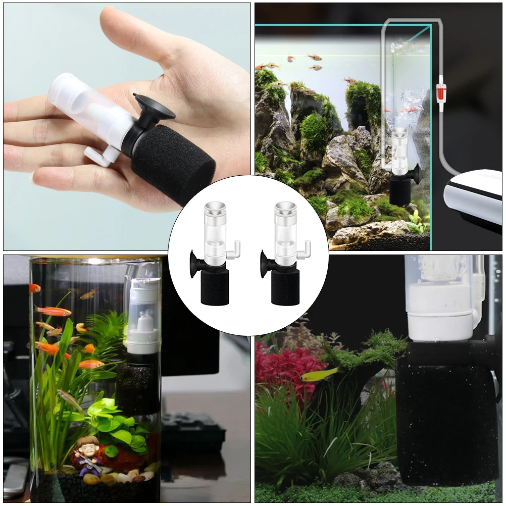 

2pcs Fish Tank Filter Mini Aquarium Plastic Air Pump Submersible Oxygen Biochemical Cotton Water Cleaner Pet Supplies