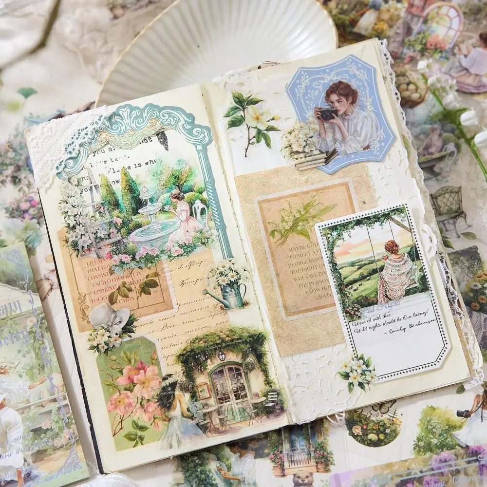 20 pcs/pack Die-cut Sticker Book Floating Light Shallow Dream Series PET Theme Handbook Sticker Retro Girl Character