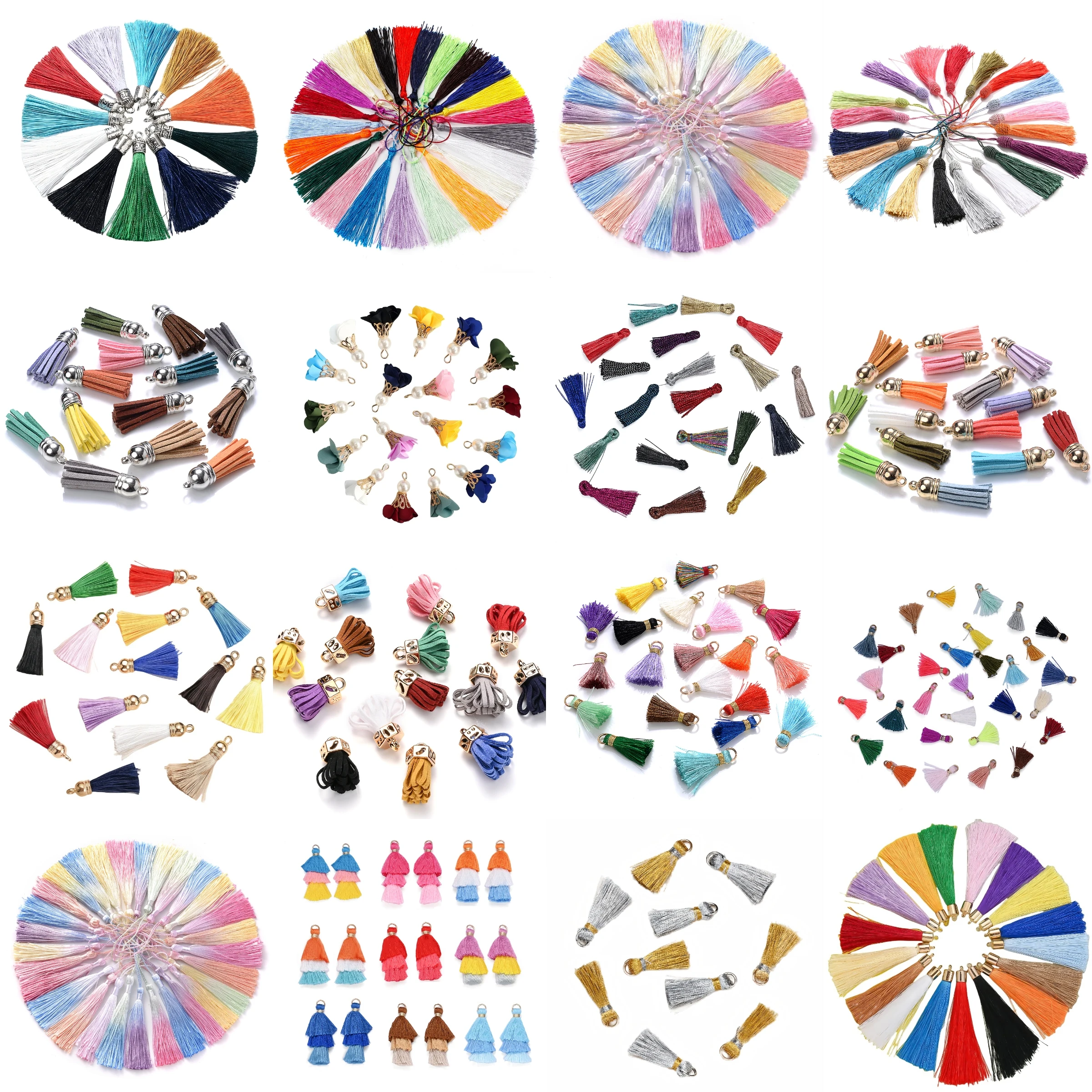 6-20pcs Assorted Style Multicolor Polyester Tassels Charms,for Earring Making,Hanfu Hair Decor, Bag & Wedding Craft Embellishmen