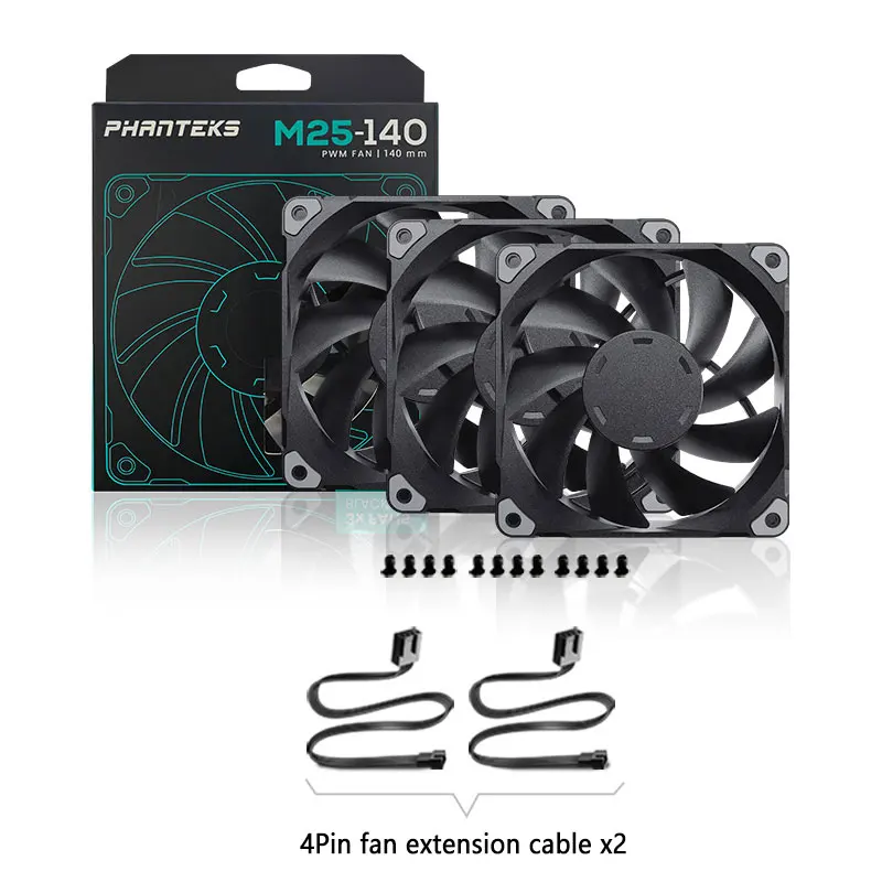 PHANTEKS M25-F140/F120 Case Fan 140/120mm 4-pin PWM High airflow Silent CPU Fan 400-2000RPM Cascadable FDB Bearing Fan